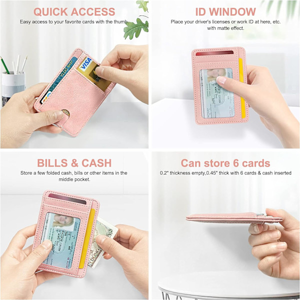 Damplånbok i läder med RFID-skydd (rosa) Pink