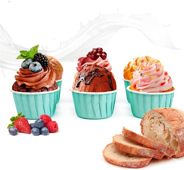 Pakke med 50 papir-muffinsforme, mini-cupcakeforme til bryllupper, fødselsdage (mintgrøn)