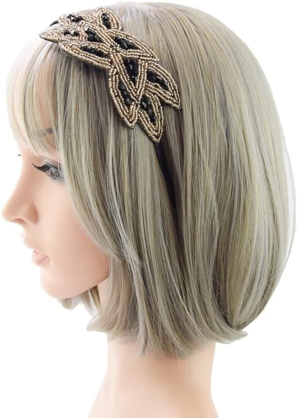 Bling Rhinestone Flapper Pannebånd Retro Hodeplagg Perleblad Hårtilbehør
