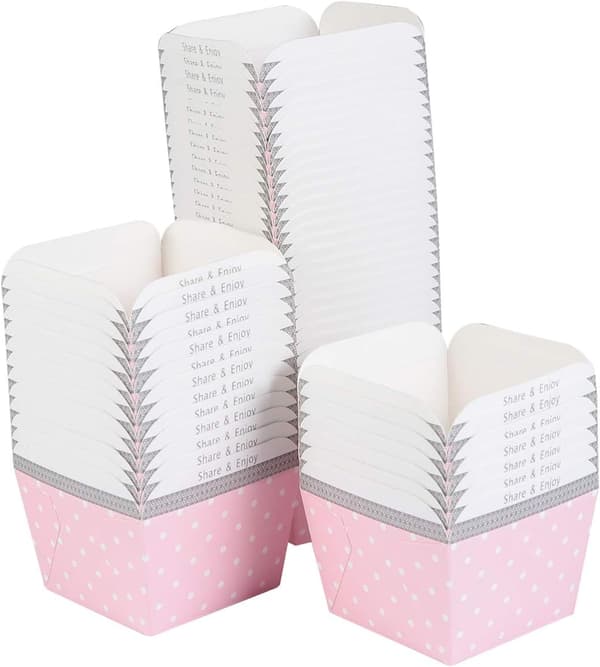100 stk. bageforme af papir, små firkantede kageforme, cupcakeforme (lyserød) Pink