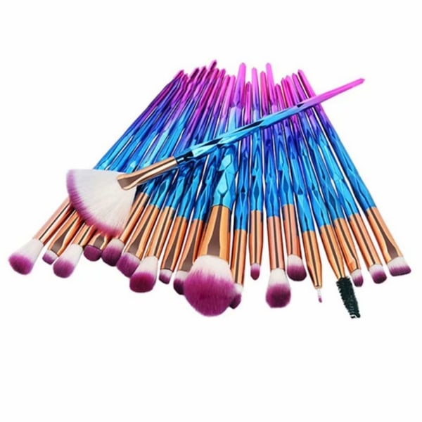 Sminkborste set eyeliner fransar läppverktyg kit 20 st färgglad lila