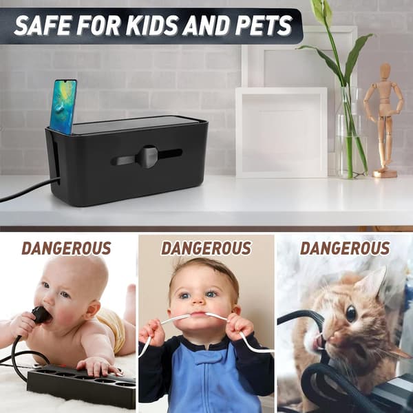 Kabelstyringsboks Samler Organizer Stikdåseboks med Ventilation (Sort)