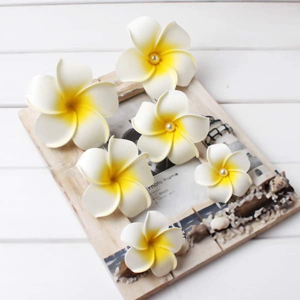Skum Kunstig Frangipani Hawaiisk Hodeblader Dekorative Blomster 50 Stykker