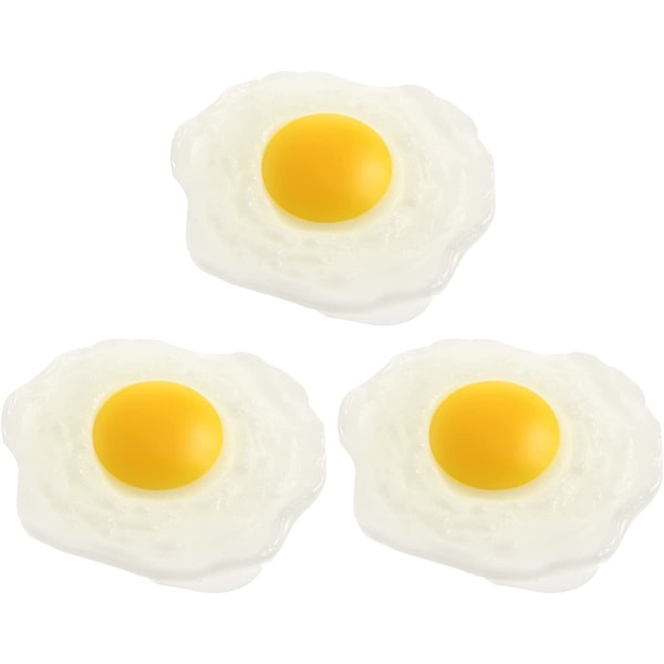 3st stekt ägg leksak, mjuk konstgjord stekt ägg falsk för prankleksak