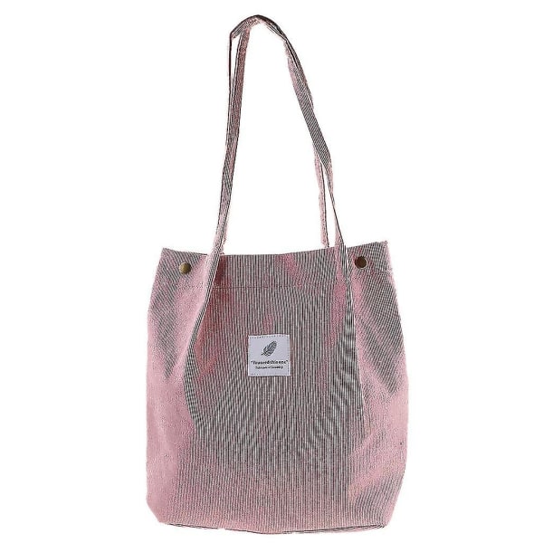 Stor handväska i canvas för kvinnor, axelväska i manchester för kvinnor, väska (rosa)