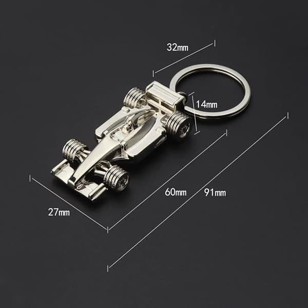 3D miniatyr racingmodell solid bilnøkkelanheng En flott gave til menn og kvinner, sølv