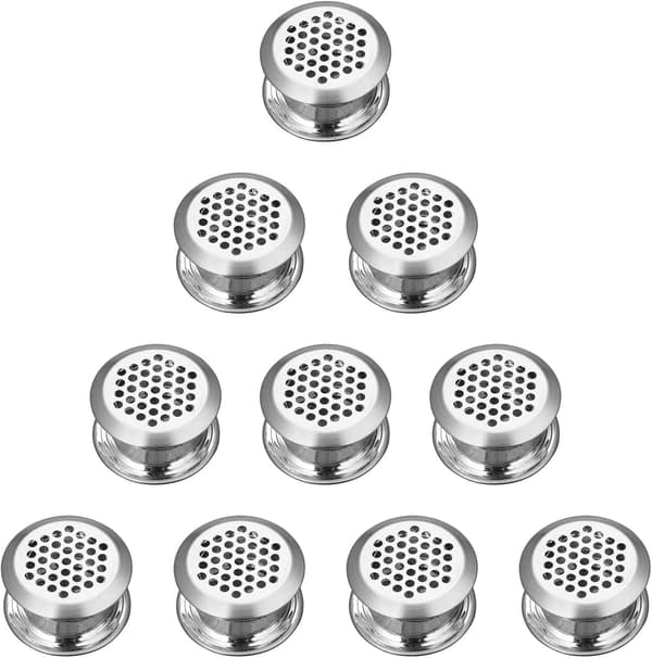 10 STK rustfrit stål rund til ventilation, udsugningsrist til campingvogn/badeværelse/køkken sølv