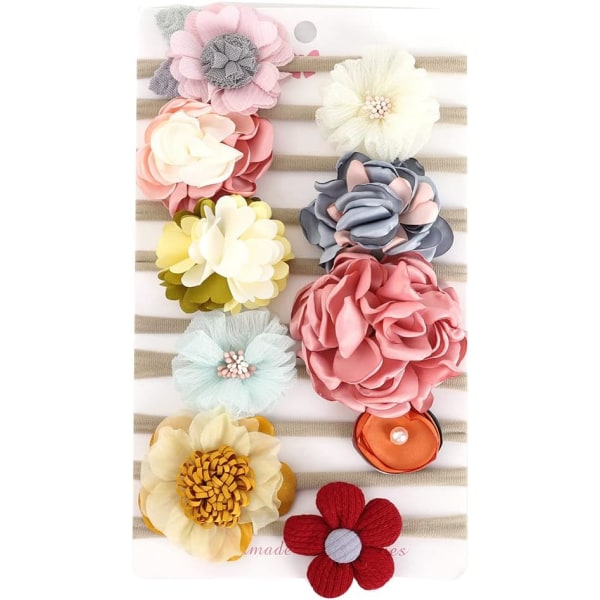 Paket med 10 pannband Baby Girls Flower Headbands Baby Christening Headband Cute Toddler（stil 1） color 5