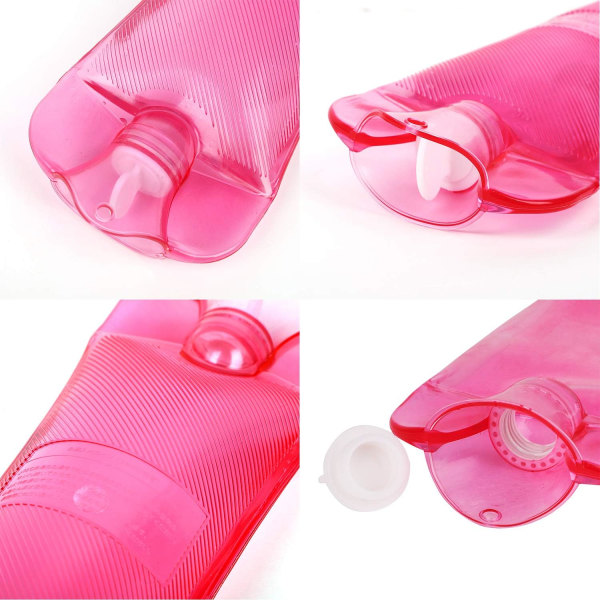 Lång remsa varmvattenflaska 2000ML PVC explosionssäker varmvattenflaska (rosa) Pink