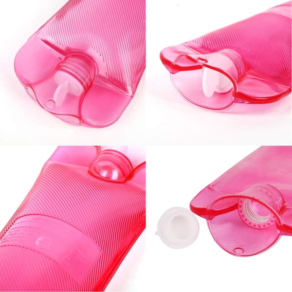 Lang stripe varmeflaske 2000ML PVC eksplosjonssikker varmeflaske (rosa) Pink