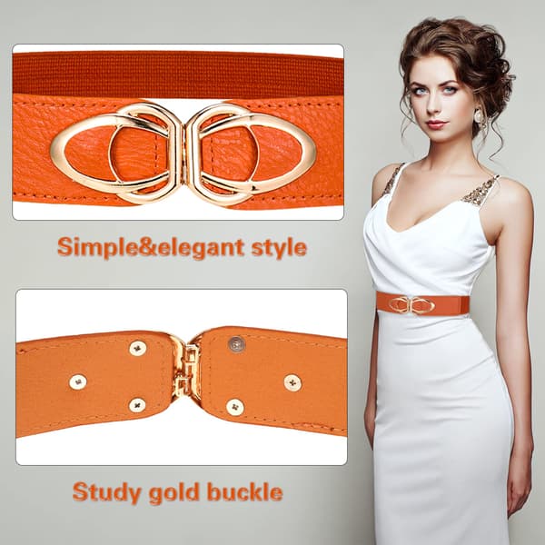 3 stk. brede belter for kvinner, elastisk midjebelte, retro stretch-midjebelte med metallspenne