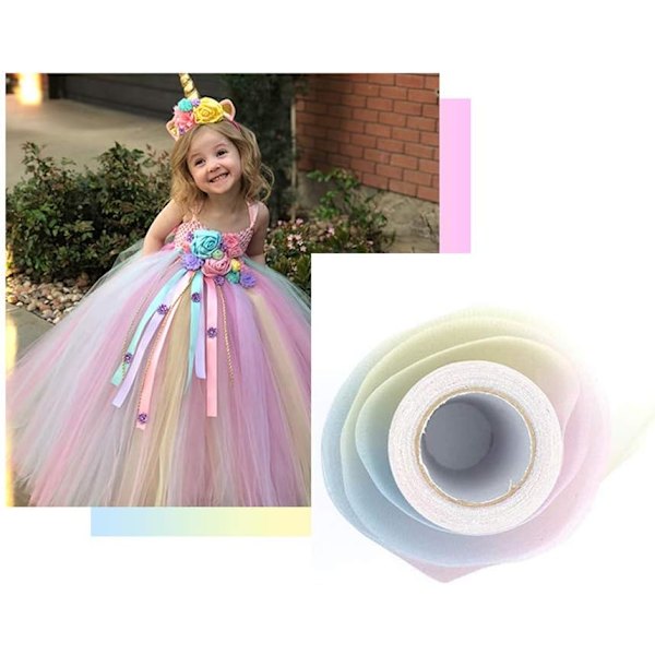1 st Rainbow Gradient Glitter Tulle Rulle Tyg Band Tulle Band Rulle (6 I 10 Yards), Ljus color 2
