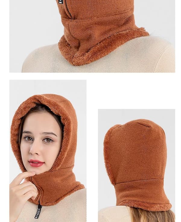 Dam vinterhalsduk munskydd fleece varm stickad mössa 1 st (röd) Red