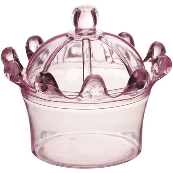 12 lådor Baby Gift Bottle Baby Shower Gift Box Paket Plast Krona Form（transparent rosa) Pink