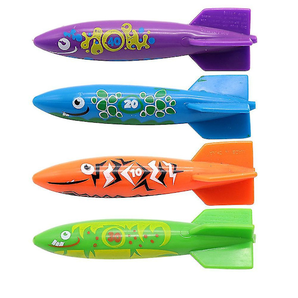 Dykande poolleksak undervattenssimning kastande dykande torpedraket, 4-pack color 2
