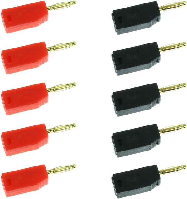 2mm Mini Stackable Bananplugg Kabelkontakt Lödmonterad (10st Röd+Svart)