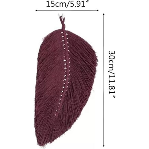 2-pack Macrame väggdekoration Boho dekoration Blad vävd gobeläng för vardagsrumsdekoration (röd) Red