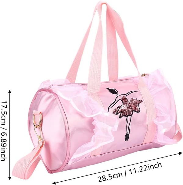 Danseskulderveske for barn og blondeballettdanser (rosa changsha) 1 stk pink changsha
