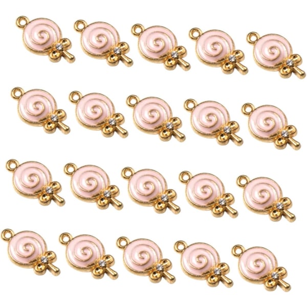 20st DIY Rosa Lollipop Tillbehör Berlocker Gör smycken Hängsmycke Halsband (rosa)