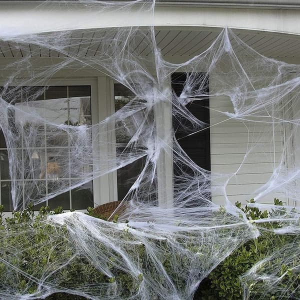 Skummel Edderkopp Halloween-dekorasjon Spindelvev med 30 Edderkopper