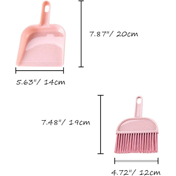 Burrengsrengöringssats Mini sopskyffel och borste set Rengöringsverktyg för fåglar, kaniner - Rosa