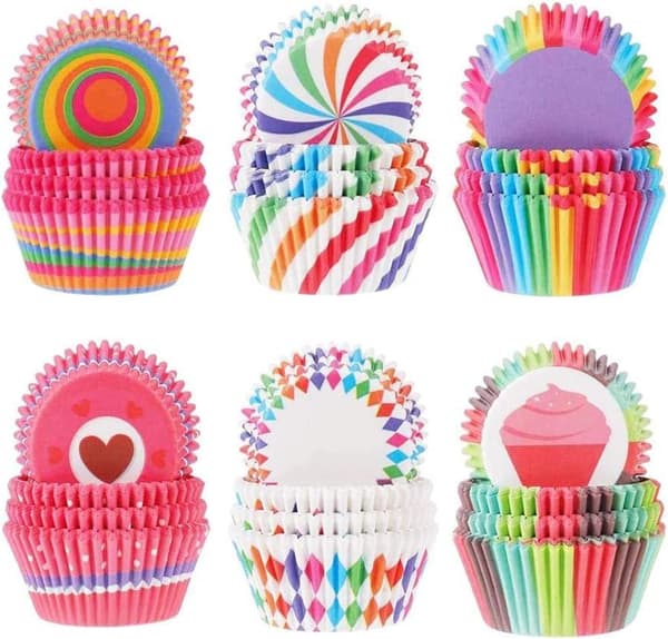 600 stykker muffinforme papir bageforme cupcake regnbue papir faldt liners wrapper