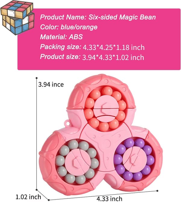Magic Bean Roterende Rubik's Cube Legetøj Finger Cube Puslespil, Pædagogisk Legetøj Dekompression Legetøj Pink