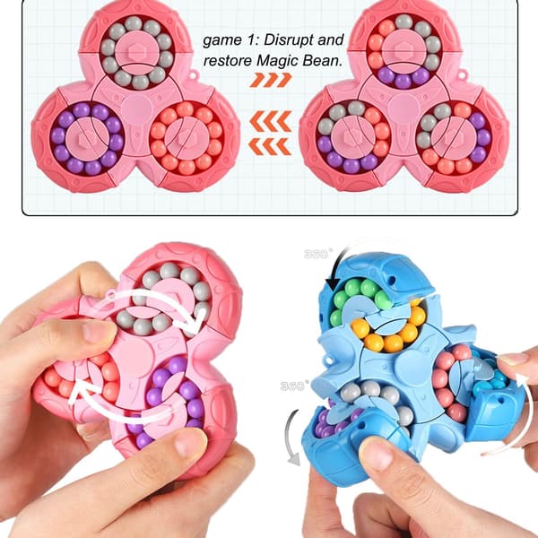 Magic Bean Roterende Rubik's Cube Legetøj, Finger Cube Puslespil Dekompression Legetøj (pink) Pink