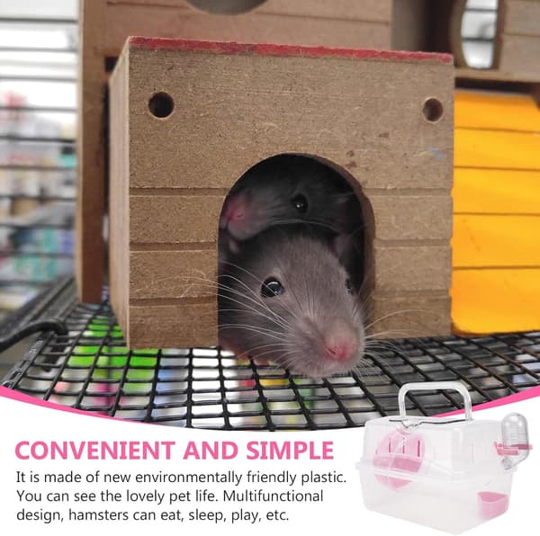 Bærbart Hamsterbur Panoramisk Takvindu Bur (Rosa) 1 Stykke