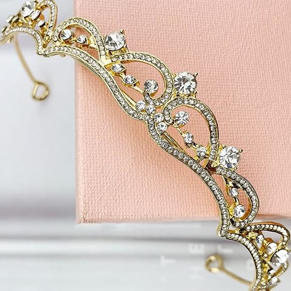 Rhinestone Crown tiaror för kvinnor Princess Crown födelsedag Crown tiaror (guld) Gold