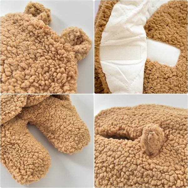 Babyhuva med luva, Baby Lamb Wool Wrap Sovsäck, Babykläder (Khaki 3-6 månader) brown 9M