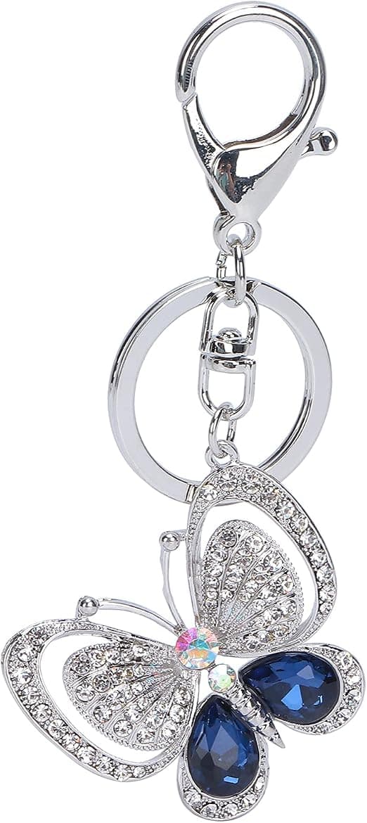 Krystall nøkkelring anheng, sommerfugl sinklegering rhinestone glitrende anheng