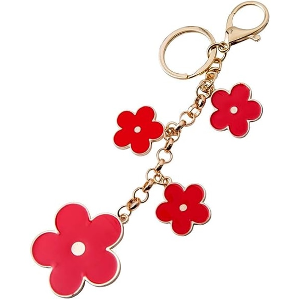 Kvinnors blommiga väska berlocker emaljerad nyckelring plånbok accessoarer (röd) red