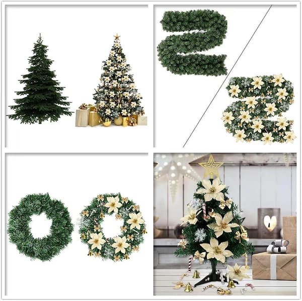 120 julblommor set julgransdekoration hänge dekoration simulerad blomma silver