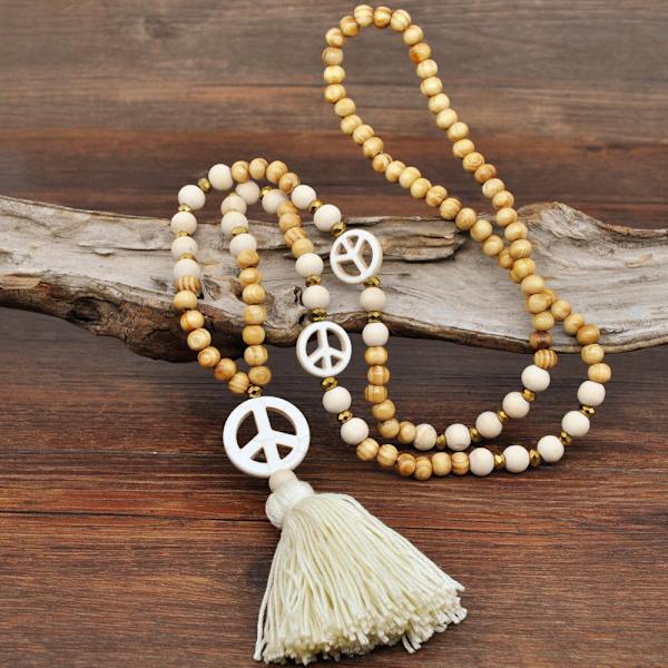 Kvinnors fredshalsband Boho estetisk tofs