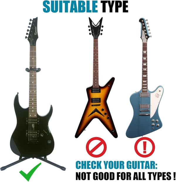Gitarstativ - Justerbar passform for elektriske, klassiske gitarer og bass, tilbehør, sammenleggbart stativ (CG-4)