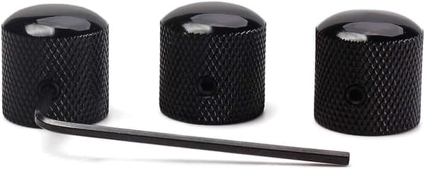 Præcisions guitar-knapper 6,0 mm diameter (pakke med 3) - Sort black