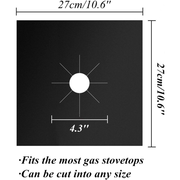 Återanvändbara spisbrännarsskydd, 10,6\" x 10,6\" (4 ark svart + 4 ark silver)