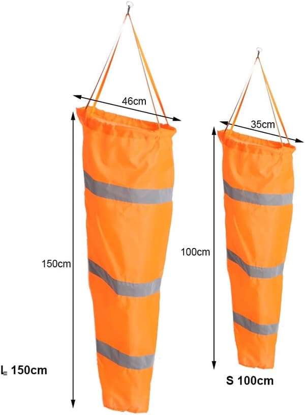 Fluorescerande orange riktningsvindsocka Flygplatsvindsocka Rip-Stop (150 cm)