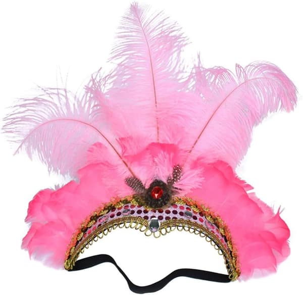 Fjærhodebånd Fest Maskerade Konkurranse Show Hodeplagg (Rosa) Pink