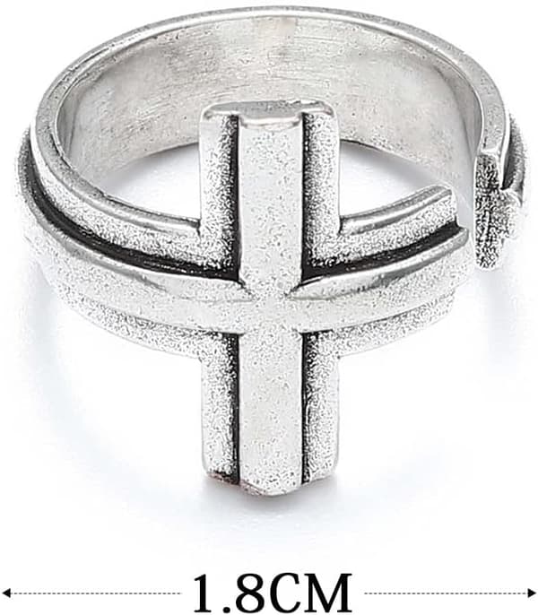 Kors Gotisk Sølvring Tro Åbne Ringe Justerbar Religiøs Ring Religiøs Ring