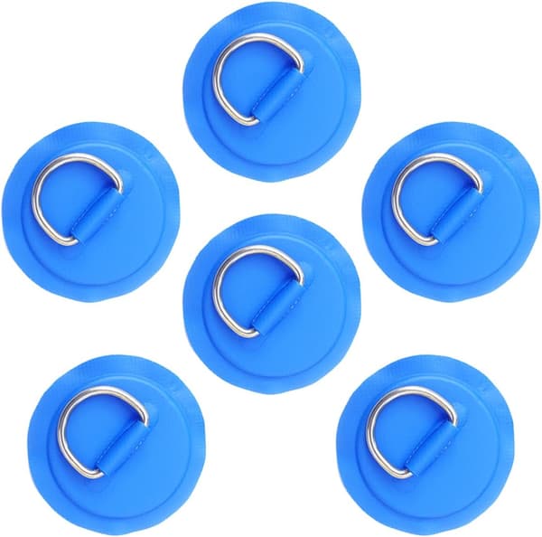 6 stk. D-ringlapp i rustfritt stål 3,15\" sirkulær D-ring PVC-lapp for oppblåsbare båter (blå) Blue