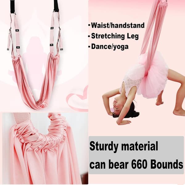 Benssträckare rem, backbend träningsbälte med dörrfäste, flexibilitetstränare stretchning（rosa）