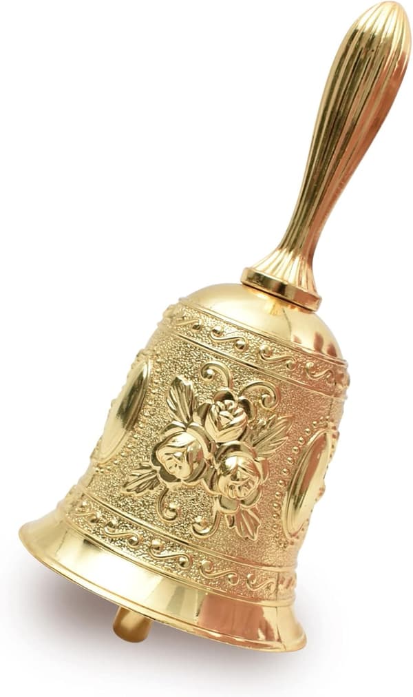 Handklocka i metall, middagsklocka, bröllopsklockor för restaurangservice, kyrkoalarm (guld) Gold