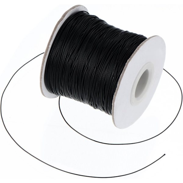 DIY vaxad sladd imitation lädertråd flätat vaxad sladd svart (160m, 0,5mm diameter) Black