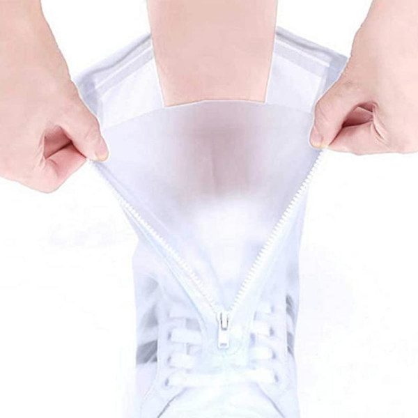 Transparent hög tub regnproof skoöverdrag Män och kvinnor vattentät skoöverdrag (XL) xl