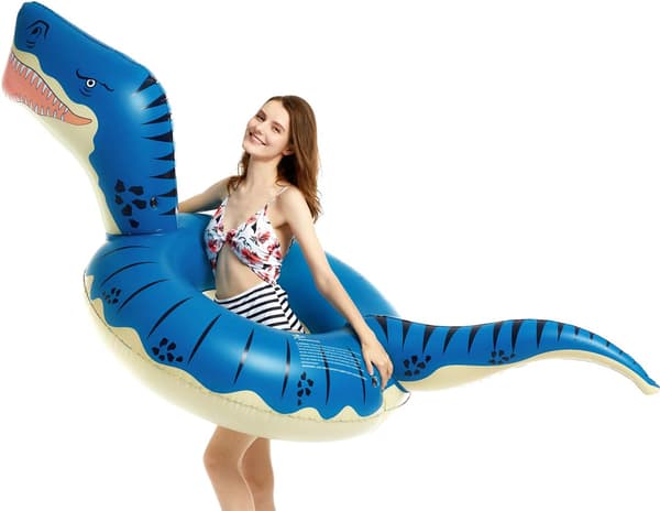 Oppblåsbar dinosaur-bassengflåte for gutter, jenter, voksne 93'' strandbadeleker
