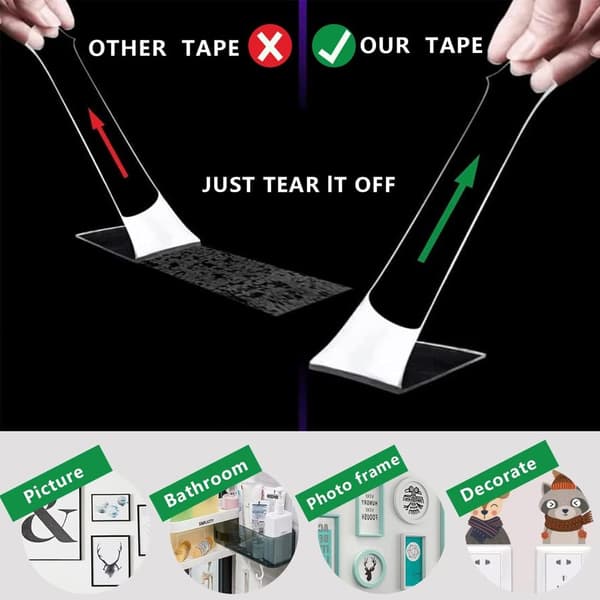 12m (5mm, 10mm, 15mm, 20mm) Solid dobbeltsidig tape, egnet for permanent feste