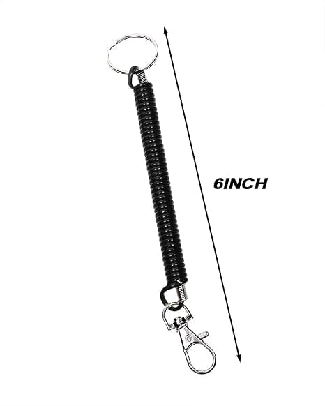 6 st Spiral Retractable Spring Coil Nyckelring Stöldskydd Anti-lost Stretch Cord(Svart)