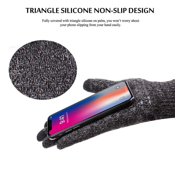 Vinter Herr Dam Touchscreen Varm Thermohandskar - Halkfritt Grepp - Stretchigt Material（grå XL） Grey
